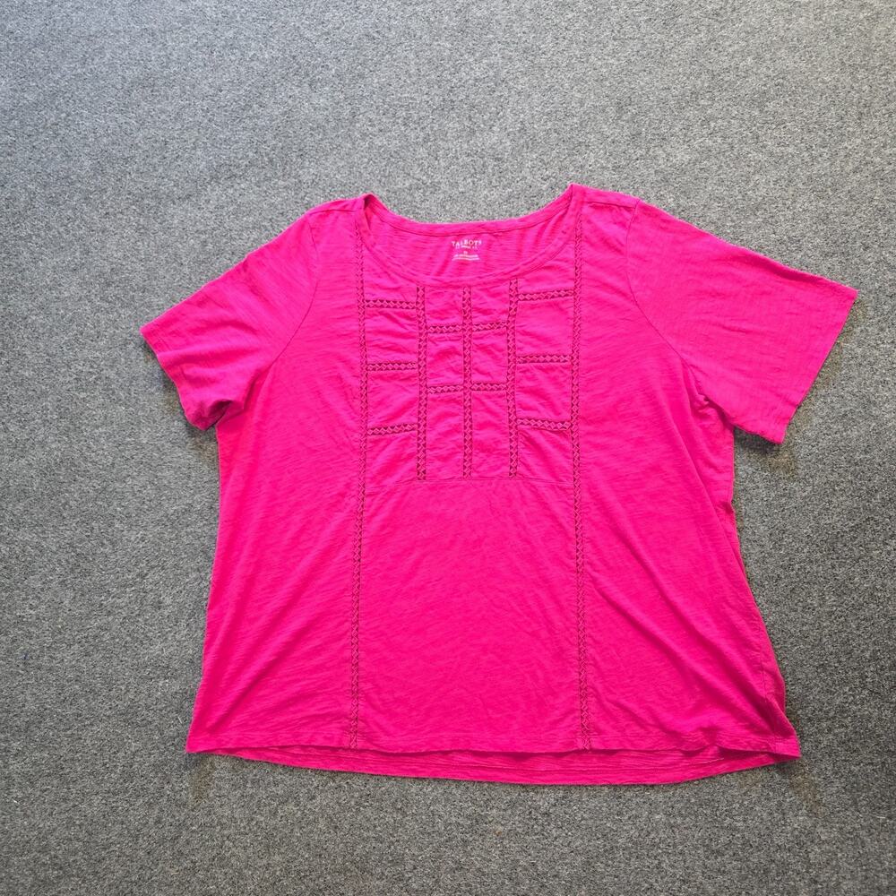 Talbots Top Womens Size 2X Pink Short Sleeve Round Neck Slub Knit Casual Basic